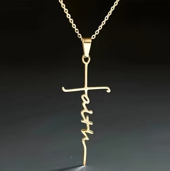 Gold FAITH Pendant Necklace - Picture 5 of 5